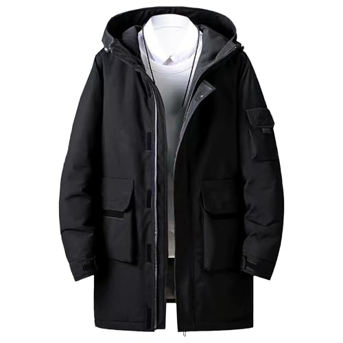 Manteau chaud homme DGKaxiyaHM la veste à capuche idéale pour l'hiver noir M