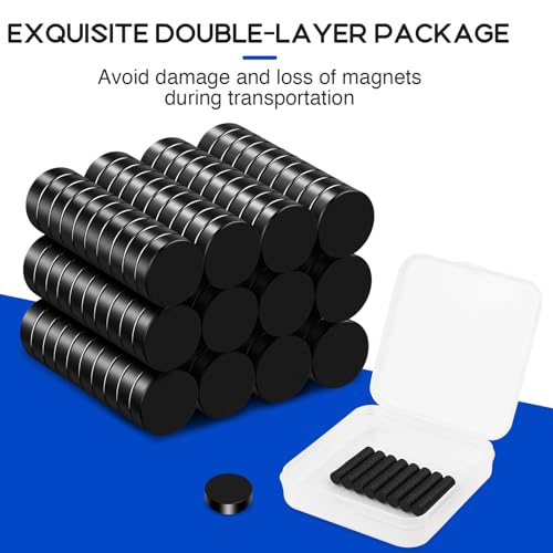 Image of 120Pcs Fridge Magnets, Black Small Refrigerator Magnet 6x2mm | Tiny Magnets for Crafts, Office, School