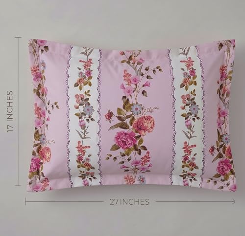 Image of VAS COLLECTIONS Cotton Pillow Cover Set of 2 (17x27 Inches) | Ultra Soft Breathable Pillow Cases for Bed | Skin Friendly, Fade Resistant & Comfortable Pillow Covers for Bedroom Decor (Pink)