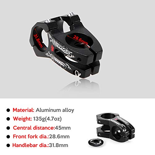 Bike Stem, Andoer Haste para bicicleta de liga de alumínio Braçadeira para bicicleta Haste 31,8 MM M