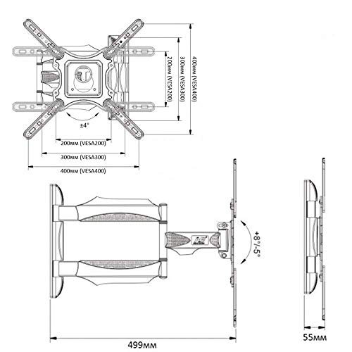 Image of Model P4-NB 6 Way Swivel Tilt TV Wall Mount for LCD /LED TV's Upto 32 inch to 55 inch Inch