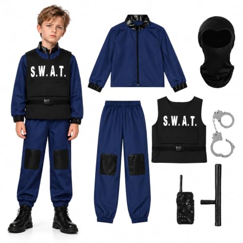 ReliBeauty Swat Costume for Boys Police Costume for Kids, 3T/100