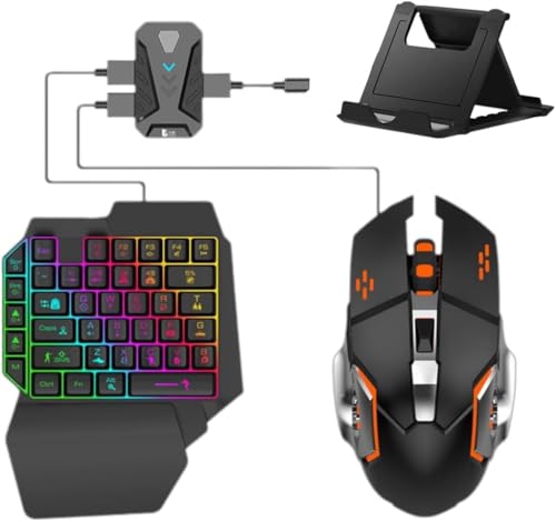 Image of 4-in-1 Mobile Gaming Combo Pack - One-Handed Keyboard, Mouse, Gamepad, Adjustable Phone Stand With Bluetooth,USB,Wireless Connection