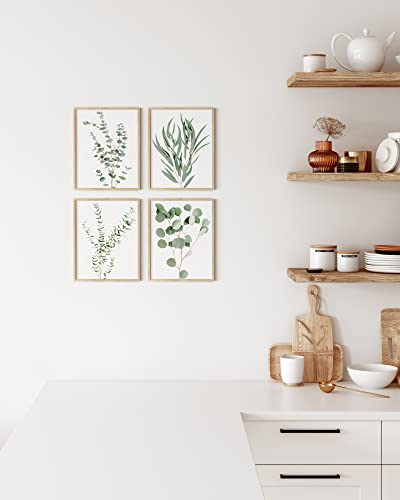Haus And Hues Botanical Plant Wall Art Prints - Set Of 4 Plant Wall Decor Prints Floral Kitchen Flower Leaves Wall Art Boho Leaf Eucalyptus (Beige Framed) (8X10) #TOP5