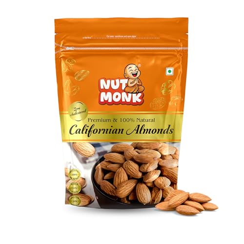 NUT MONK Whole Almonds 250g | Natural Raw Almond Nuts Rich in Fib...