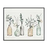 Stupell Industries Bottles and Plants Farm Wood Textured, Design by Anne Tavoletti Wall Art, 16 x 20, Multi-Color, Black Framed