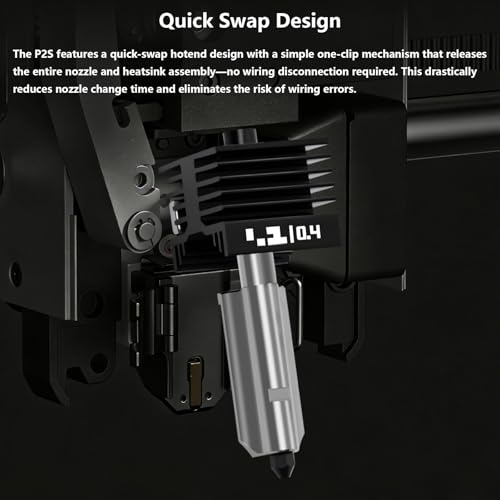 Upgrade 0.4mm P2S/H2S Hotend Kit, 3D Printer Print Head Hot End Heating Block Kit with 0.4mm Removable Hardened Steel Nozzle for Bambu Lab H2D, H2C, A1/A1 Mini