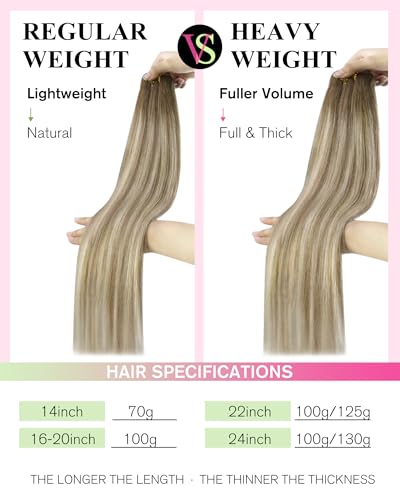 Image of YoungSee Sew in Hair Extensions Real Human Hair Brown Blonde Hair Extensions Weft Light Brown Balayage Platinum Blonde Balayage Weft Hair Extension Human Hair for Full Head 20 Inch 100g