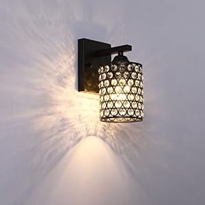 Leading Lighting 2 Pack 1 Light Crystal Wall Sconce with Oil Rubbed Bronze FinishModern and Concise Style Wall Light Fixture with Polyhedral Opal Crystal Shade for Bath Room Bed Room