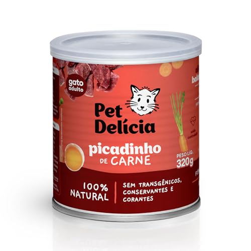 Pet Delícia Picadinho de Carne 320g, Alimentação Natural para Gatos Adultos, Com Carne Bovina e Prebióticos