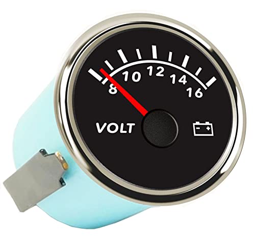 Kgob Digital Voltmeter Universal Voltage Meter Volt Gauge For Motorcycle Marine Boat Car Truck 8-16V 52Mm Waterproof With Red Backlight #TOP1
