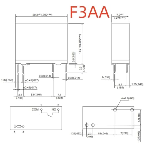 Relé 4 pines F3AA024E de 24V y 3A para sustitución de componentes dañados 3