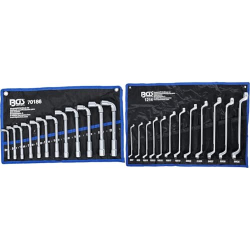 BGS 70186 | Jeu de clés à pipe | 8-19 mm | 12 pièces & 1214 - Jeu de clés à œil doubles - coudées - 6 x 7-30 x 32 mm - 12 pièces