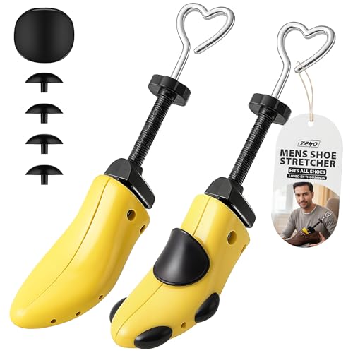 ZENO Shoe Stretcher Mens | Shoe Tree To Expand Extend Widen Your Shoes | Adjustable To Fit All Shoes | Ultra Durable Plastic Boot Stretcher | 2 Stretchers Included