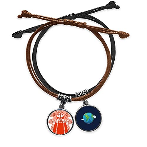 Pulsera de cuerda ajustable Opera Roja estilo mascara facial con cuero tierra resistente