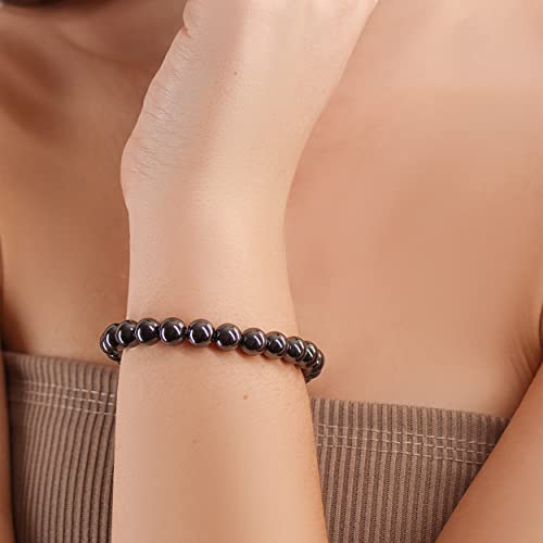 Crystal Vibe 8Mm Hematite Bracelet - Elastic Adjustable Crystal Bracelet For Spiritual Healing, Positive Energy – Beaded Bracelet For Men Women #TOP6