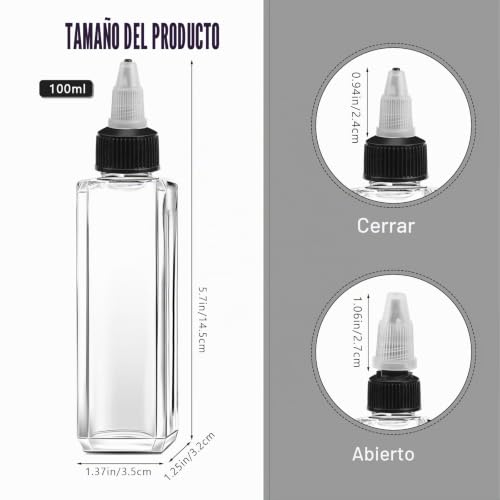 Miniatura 5 de 4 Botellas De Aceite, Dispensador De Aceite De 3,4 Oz, Con Tapas, Recipiente De Plástico Para Especias Líquidas, Botellas Dispensadoras Transparentes A Prueba De Fugas Para Vinagre De Salsa De Soja De