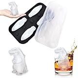 Dinosaur Ice Cube Tray Mold - 3D Dino Shape Ice Cube Trays, Cute Monster Ice Cube Molds for Whiskey Bourbon, 4-Hole Large Fun Shapes Ice Cube Trays with Lid, Funny Dinosaur Gifts for Lovers Women Men