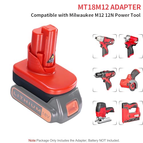 Adaptador BD18M12 de baterías Black y Decker a herramientas Milwaukee M12 de 12V 5