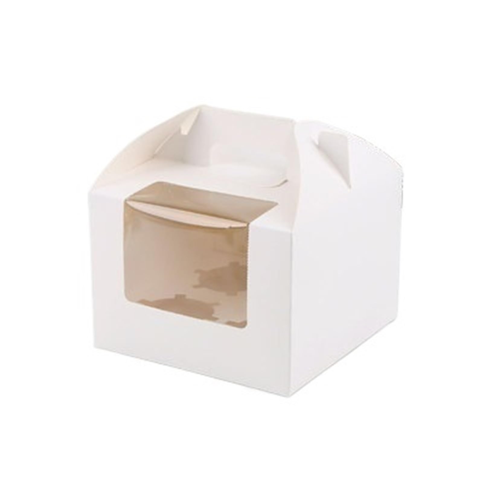 DHYUACN Cupcake Boxes with Clear Window Paper Cup Cake Box With Transparent Window, Muffin, White Cardboard, Baking Packaging(4 holes-3)