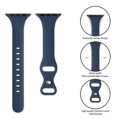 Image of Thin Slim Band Compatible with Apple Watch 38mm 40mm 41mm 42mm 44mm 45mm 46mm 49mm, Replacement Silicone Sport Strap for iWatch Series 11 /10 /9 /8 /7 /6 /5 /4 /3 /2 /1 Ultra SE Women Men, Abyss Blue