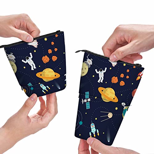 Swono Space Universe Pencil Case Stars Planets Astronaut Standing Pencil Case Pencil Pouch Pencil Holder Colorful