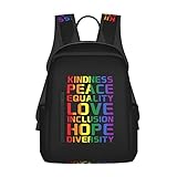 SDERDZSE Kindness Equality Love Lgbtq Rainbow Gay Pride Ally Backpack Casual Shoulder Daypack Lightw