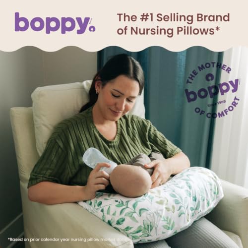 Image of Boppy Nursing Pillow - Verified Safe Breastfeeding Pillow with Softer Fill for Comfortable Support, Machine Wash & Dry Cover, Non-Toxic Materials - Green Sage Leaf