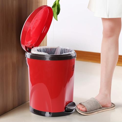 Caneca de basura redonda de 10 L con pedal roja miniatura 7