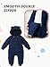 XMWEALTHY Toddler Snow Suit 18-24 Month Boy Clothes Kids Winter Coat Jacket Infant Warm Bunting Baby Cute Outfit Navy Blue