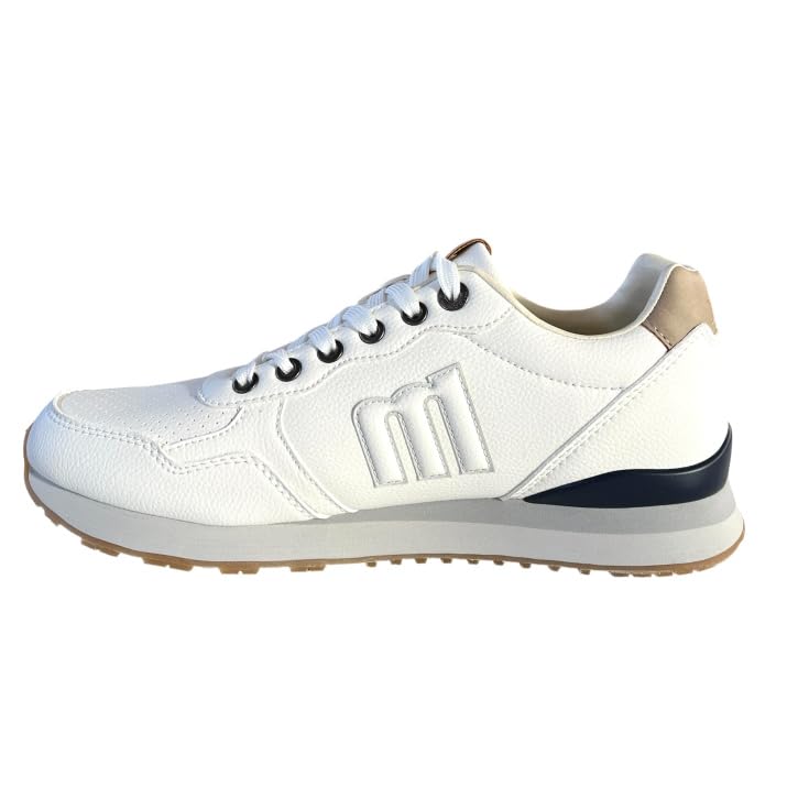 Zapatillas Deportivas Hombre Blanco-Taupe Casual Cómodas | Sneakers de Hombre con Cordones, Suela Antideslizante y Ligera, Plantilla Acolchada, Ideales para Looks Urbanos de Diario