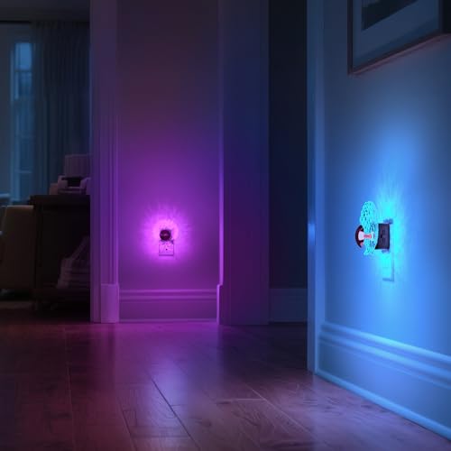 Image of DORESshop LED Night Light [2 Pack], Night Lights Plug into Wall | Dynamic RGB Color Changing Nightlight, Dusk to Dawn Sensor, Nightlight Plug into Wall for Hallway, Stairway, Home Decor