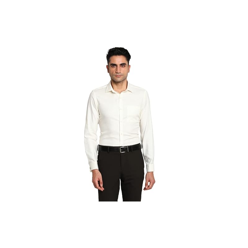 Turtle Men Cotton White Slim Fit Solid Formal Shirts