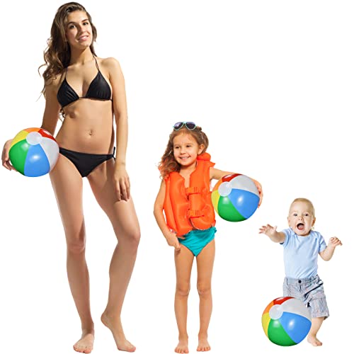 Inflatable Beach Balls [14 Pack], Beach Balls Bulks 12 Inch Swimming Pool Ball Water Beach Toys For Kids Adult Summer Beach Party Supplies, Small Beach Ball 8.6 '' To 12 '' From Blow Up To Deflated #TOP3