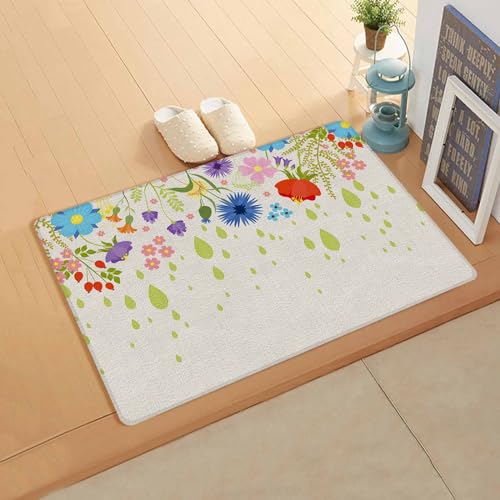 Abstract Boho Floral Antifatigue Kitchen Bath Door Mat Cushioned Runner Rug,Washable Welcome Floor Sink Mat,Waterproof & Non-Slip Standing Doormat for Kitchen,Bohemia Colorful Mandala Leaves 24