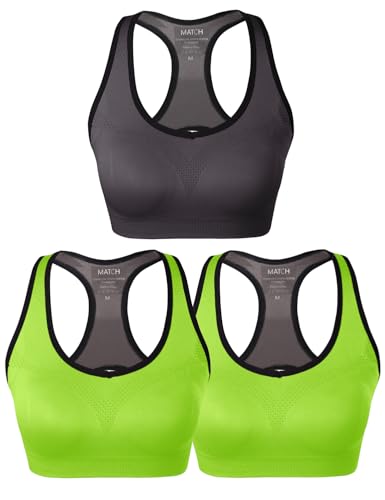 Image of Match Sports Bras for Women, Seamless Racerback Bra with Mid-Impact | Full Coverage Bras with Removable Pads, Soft & Breathable Fabric, Ideal for Yoga, Running, Workout, Pilates & Daily Wear