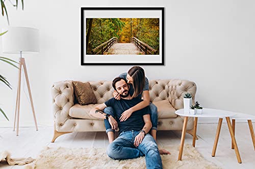 Cadre en mdf avec affiche d'architecture de pont forestier 100x70 cm premium - 2