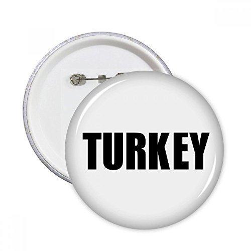 Badge Turquie bouton rond noir grand format L épingle solide