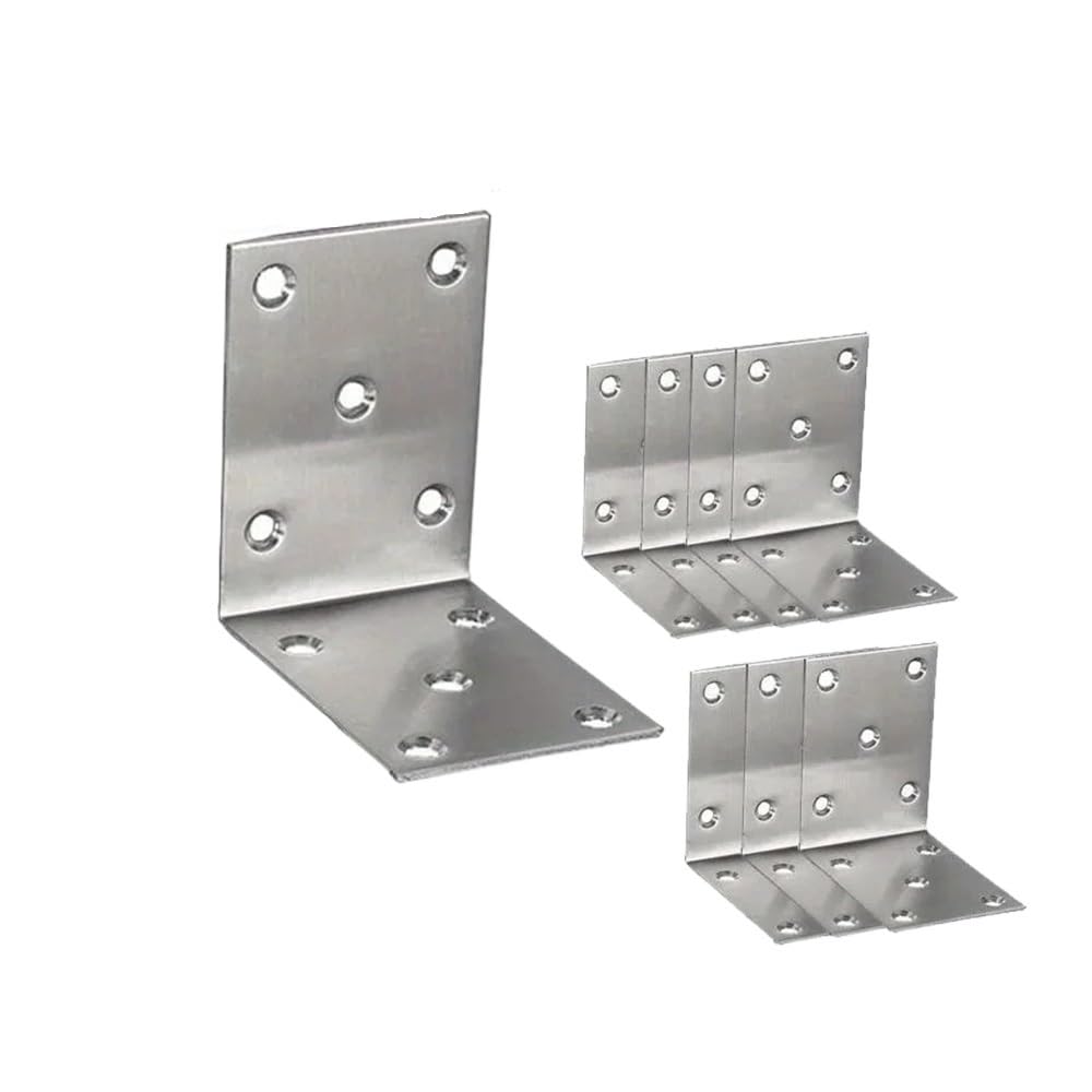 Sunrrafck 5Pcs-Silvery 5Pcs Corner Brackets Braces L Type Thick Stainless Steel Code 90 Degree Shelf Bracket Furniture Link Daily