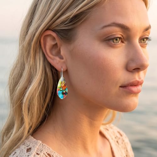 Natural Stone Fishhook Dangle Drop Earrings for Women, - image 2