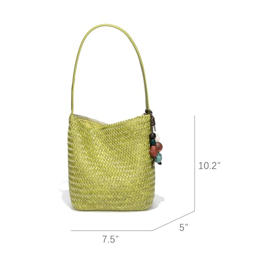 Image of Woven Leather Tote Bag For Women Crossbody Shoulder Bag Large Hobo Handbags Vegan Female Bag Vegetable Basket