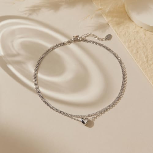 Image of CHIC & ARTSY 925 Sterling Silver Ankle Bracelets for Women, Adjustable Double Layer Chain Anklets, Minimalist Lightweight Foot Jewelry for Beach & Everyday Wear