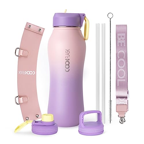 Image of Coolflask 32 oz Water Bottle Insulated Slim Series Stainless Steel