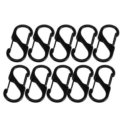 BOJIDO カラビナ 小型 s字 10点セット カラビナ キーホルダー 軽量 おしゃれ 可愛い 防水 錆びにくい 硬度が高い 耐荷重性が高く 持ち運びが便利 多多機能 登山/キャンプ/ハイキング/チェーン調整に適しています(32×14 mm ブラック)