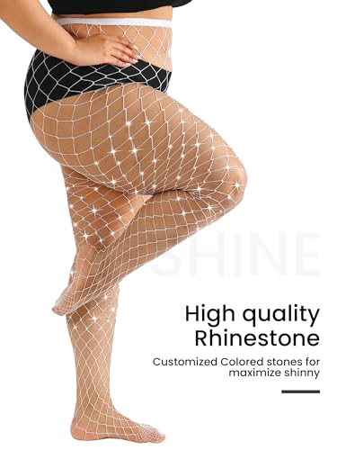 Image of Plus Size Fishnet tights Glitter stockings Sparkly Pantyhose Leggings for women-Big Mesh