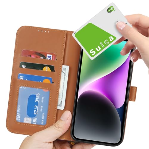 Image of for iPhone 14 Case Wallet with Card Holder,for iPhone 13 Wallet Case for Women Men,PU Leather Shockproof Magnetic Buckle Stand Flip Phone Case-Brown