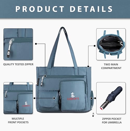 Image of Lusive's Double Pocket Handbag for Women: Stylish, Ideal Companion for Work, Travel, Polyester Material, Spacious 10-liter Capacity, 6 Pockets.