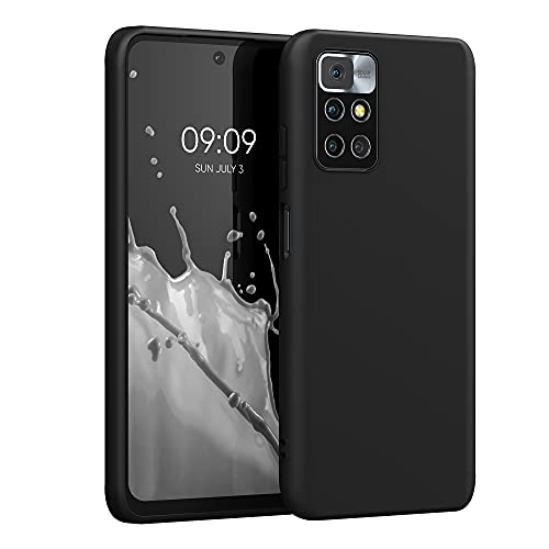 kwmobile Funda para Xiaomi Redmi 10 (2021/2022) Carcasa - Ultrafina de TPU y Silicona con Bordes elevados anticaídas - Negro Mate