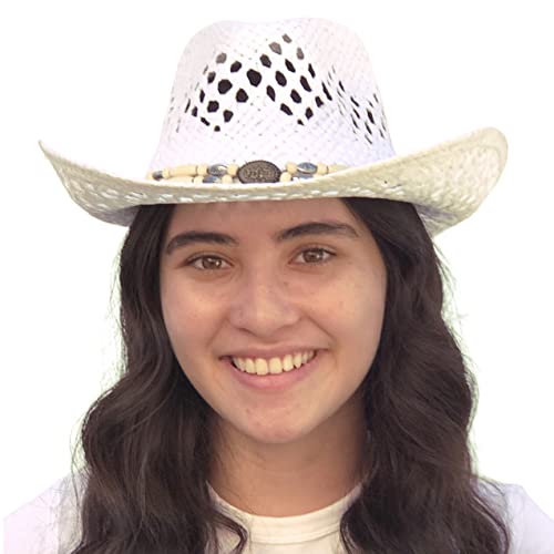 Image of SILVERFEVER Straw Cowboy Hat Cowgirl Hats Men Women Sun Hat Sombreros Vagueros Classic Western Accents Sombreros