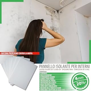 Pannelli Fonoassorbenti Bianchi 10 mq - Pannelli Isolanti Termici per Interni, Pareti e Soffitto con Spessore 4mm - Pannelli di Polistirolo 80x125 Ideali come Antimuffa per Muri Interni (con Colla)